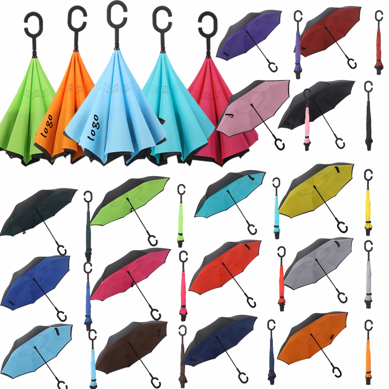 Reverse umbrella double-layered C-shaped large size customizable business gift with advertising logo
