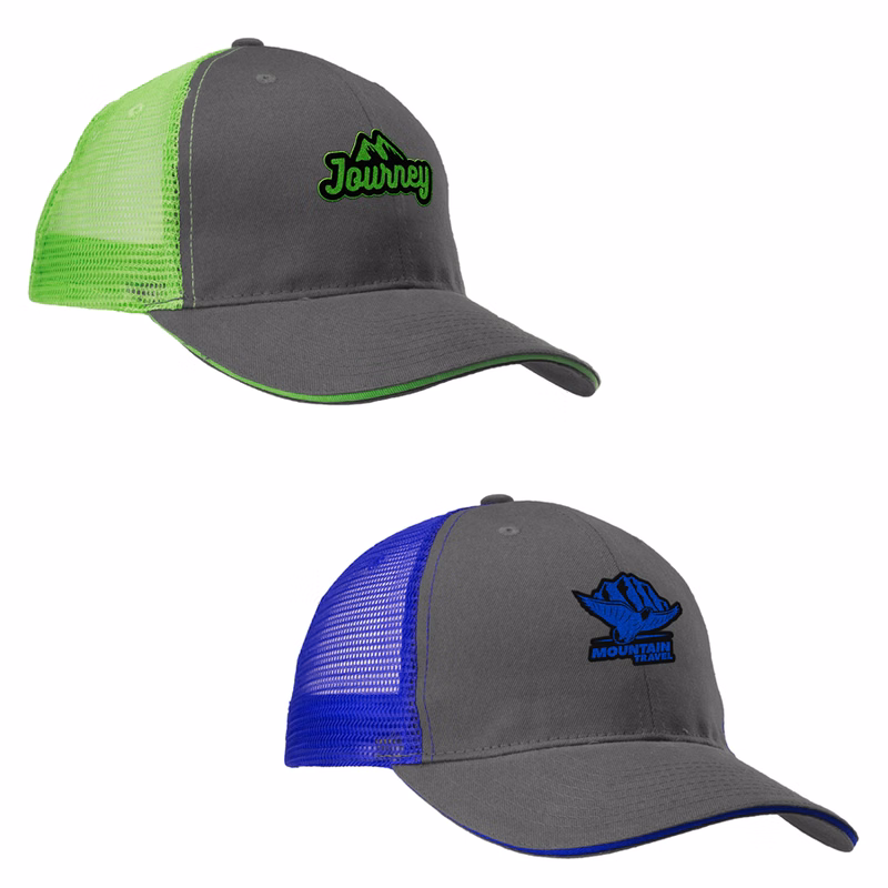 Structured Two-Tone Cotton Mesh Trucker Cap