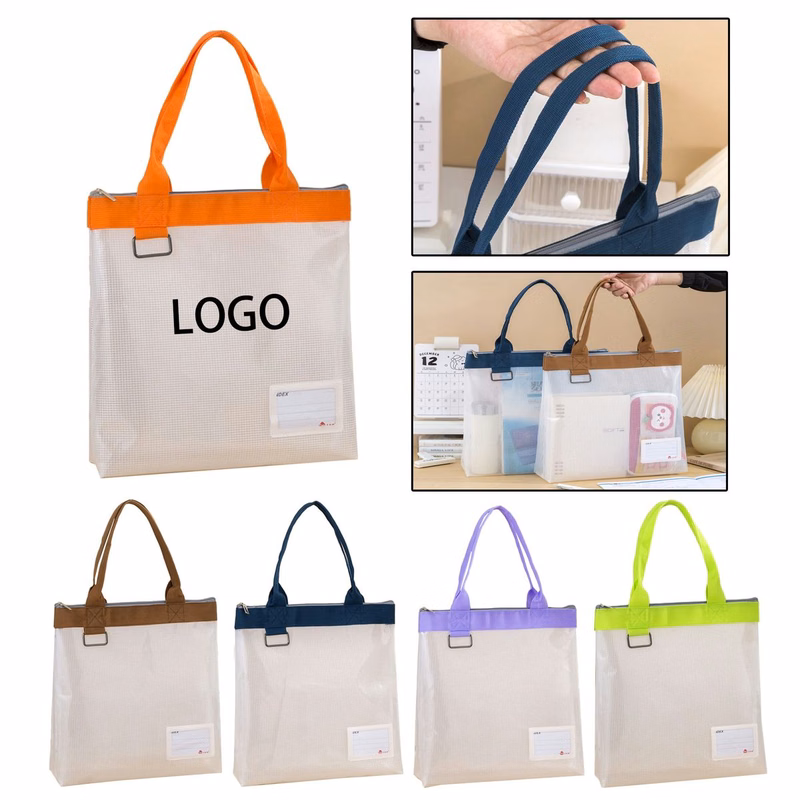 Waterproof Mesh Zipper File Tote Bag