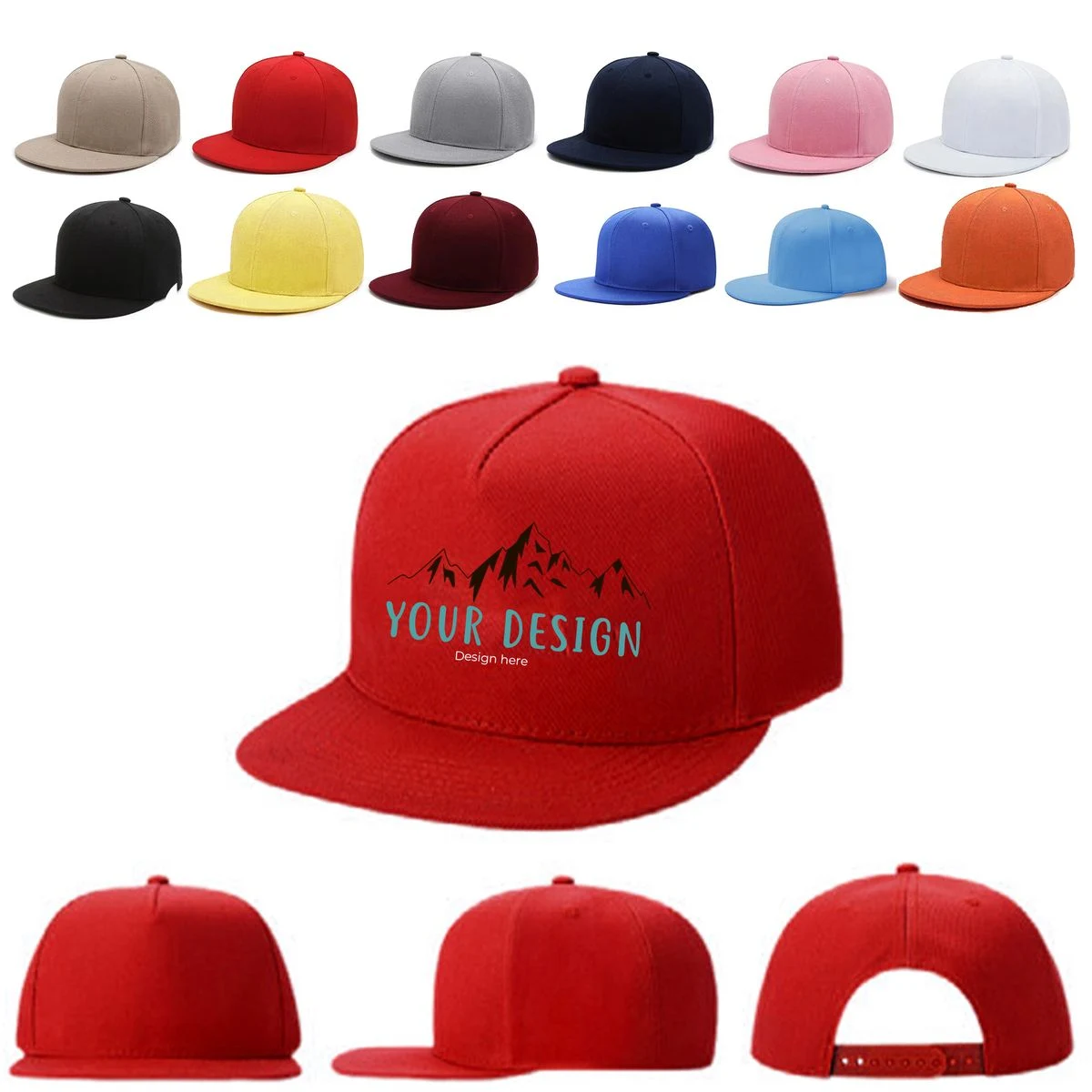 Cotton Hip Hop Flat Baseball Cap Brim Hats 1