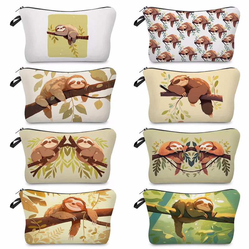 Sloth Print Cosmetic Bag