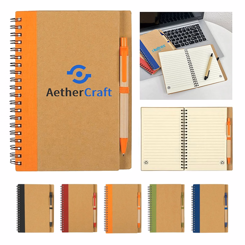 Kraft Paper Cover Journal with Pen 7x5 Inches