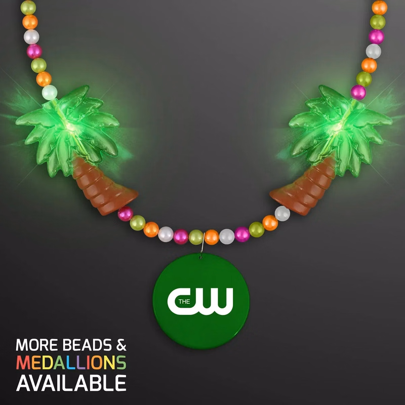 Light Up Palm Trees Vacation Beads With Green Medallion