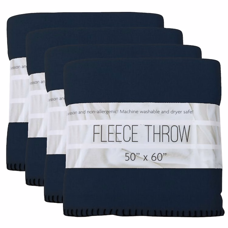 Navy Blue Fleece Blankets - 50" x 60"