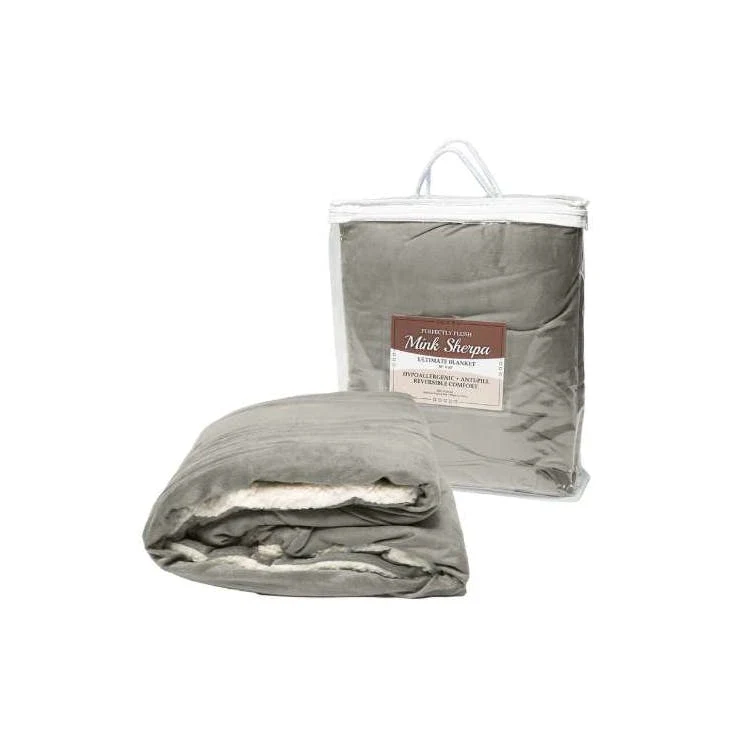 "50x60" Micro Mink Sherpa Blanket - Gray 1