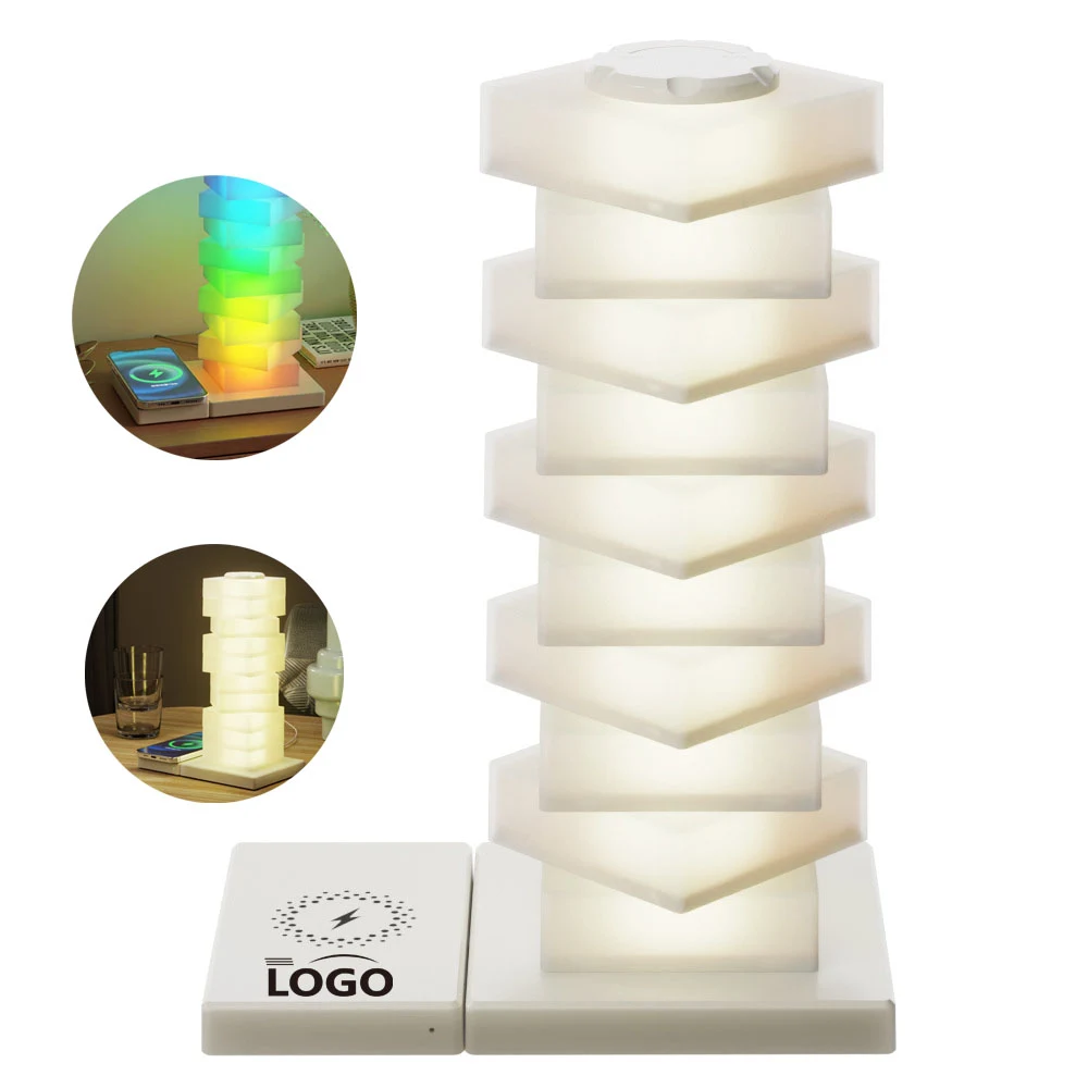 Modern Stacked LED Lamp with Wireless Charger 1
