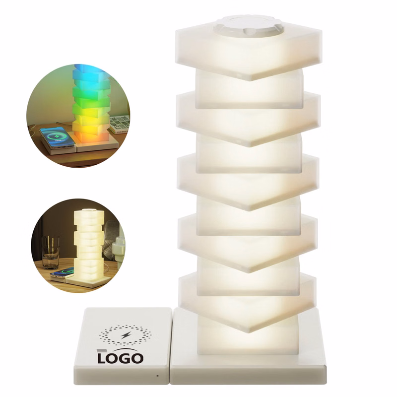 Modern Stacked LED Lamp with Wireless Charger