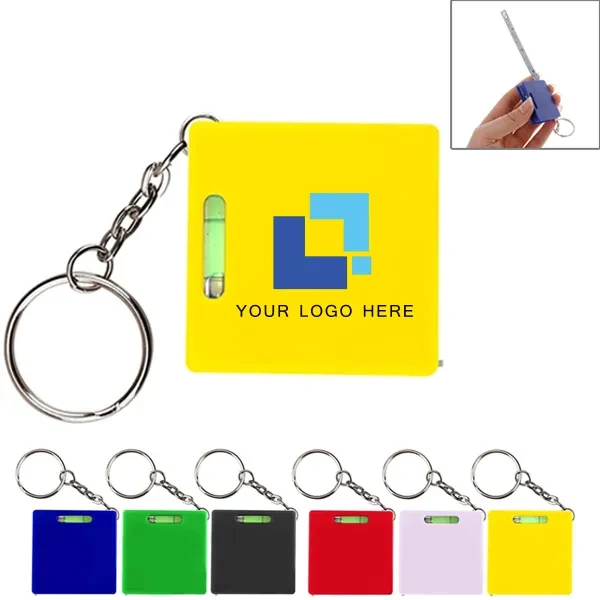 Square Tape Measure With Level Keychains 1