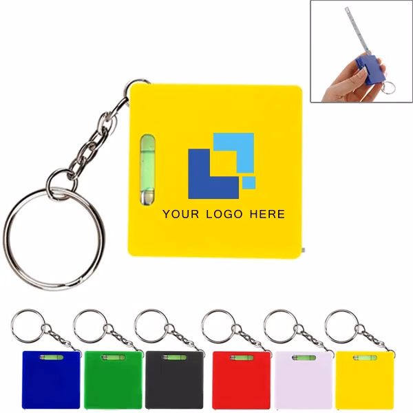 Square Tape Measure With Level Keychains