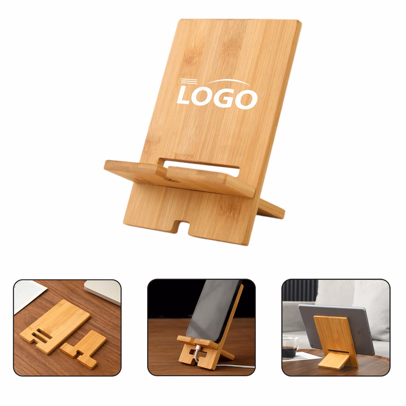 Bamboo Desktop Phone Tablet Holder with Charging Slot