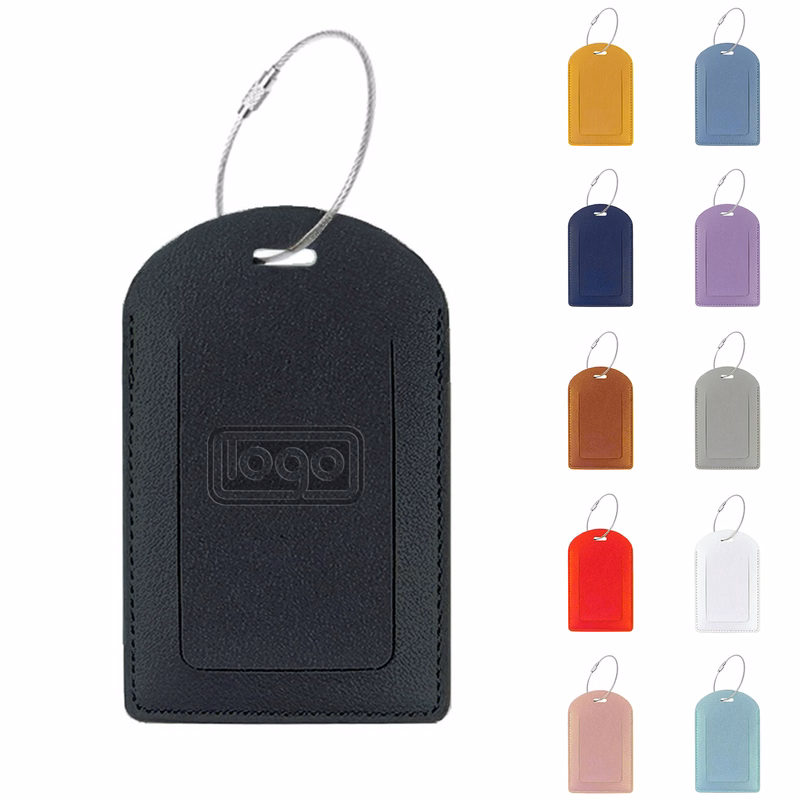 Metal Ring PU Leather Luggage Tag
