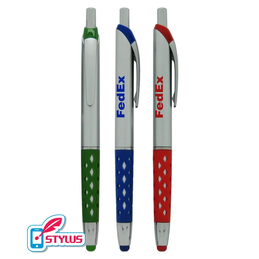Silver "Window-Grip" Stylus Click Pen with Silver Trim 1