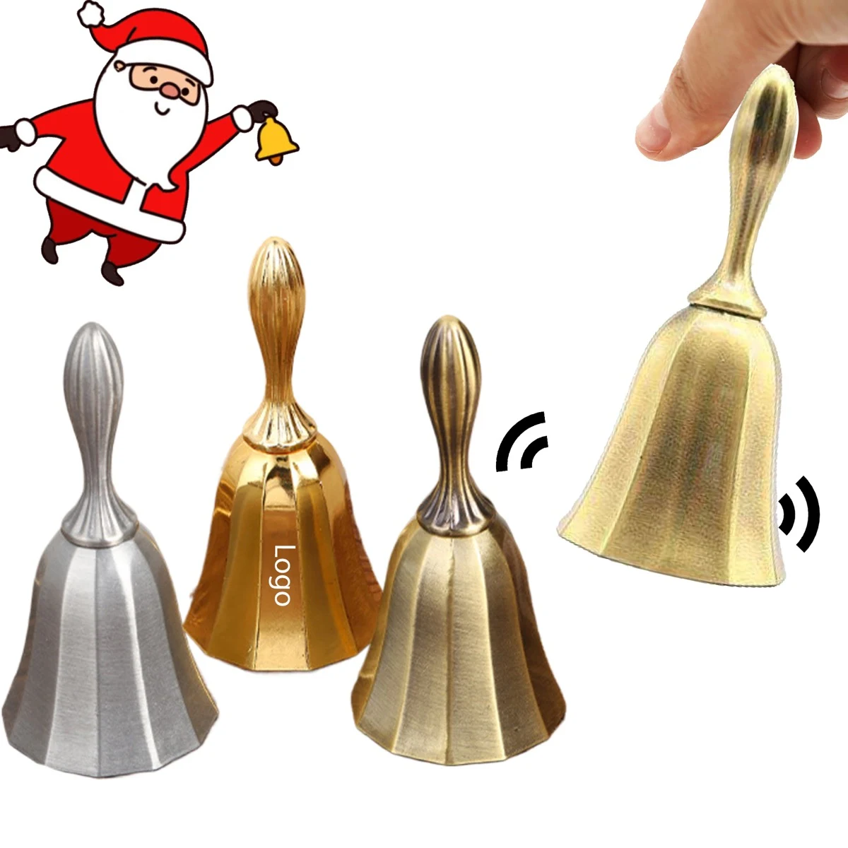 Christmas Metal Hand Shake Bell Dinner Santa Handbell 1