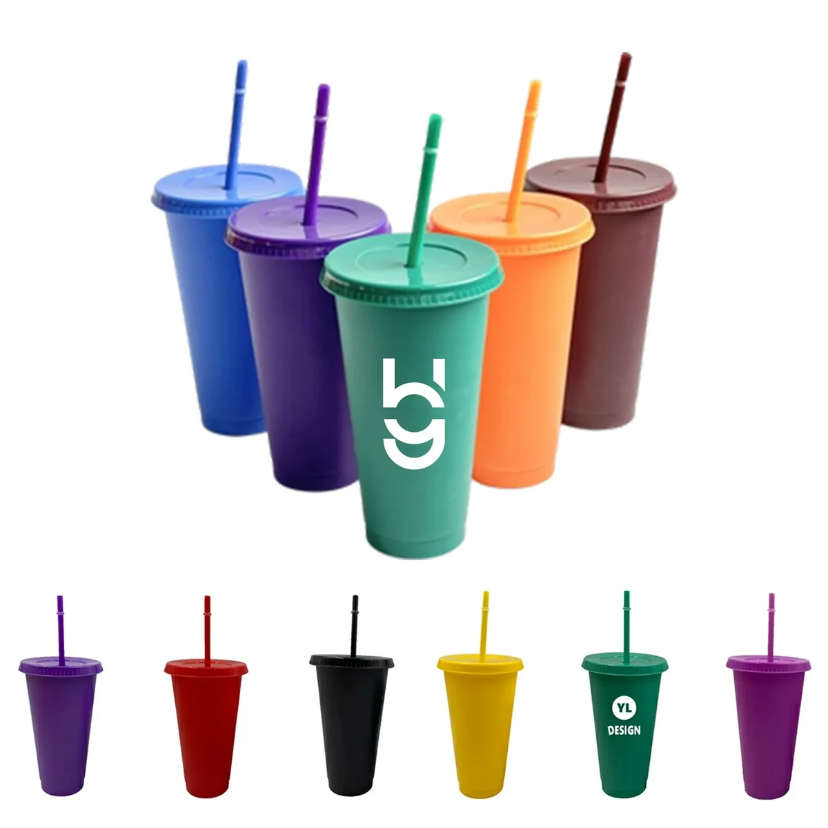 24 Oz. Wall Water Cup with Lid and Straw 1