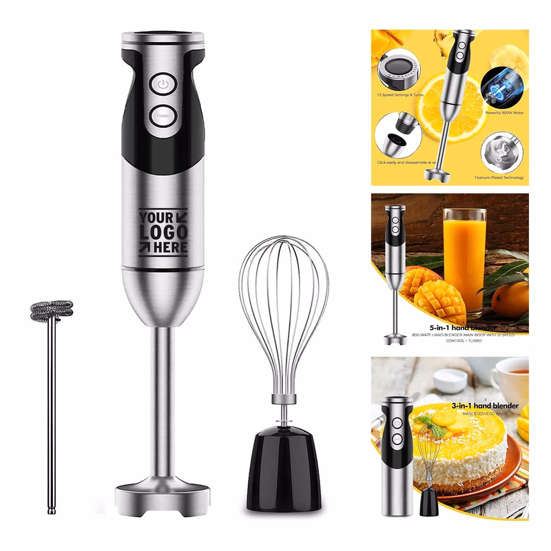 3-in-1 Powerful 800 Watt 12-Speed Stick Immersion Hand Blender