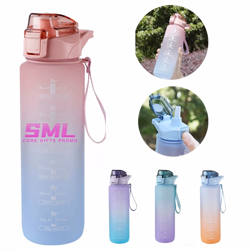 32 oz Drinking Water Bottle with Straw and Carrying Strap
