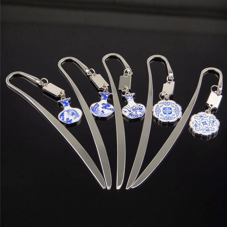 Blue and white porcelain bookmark