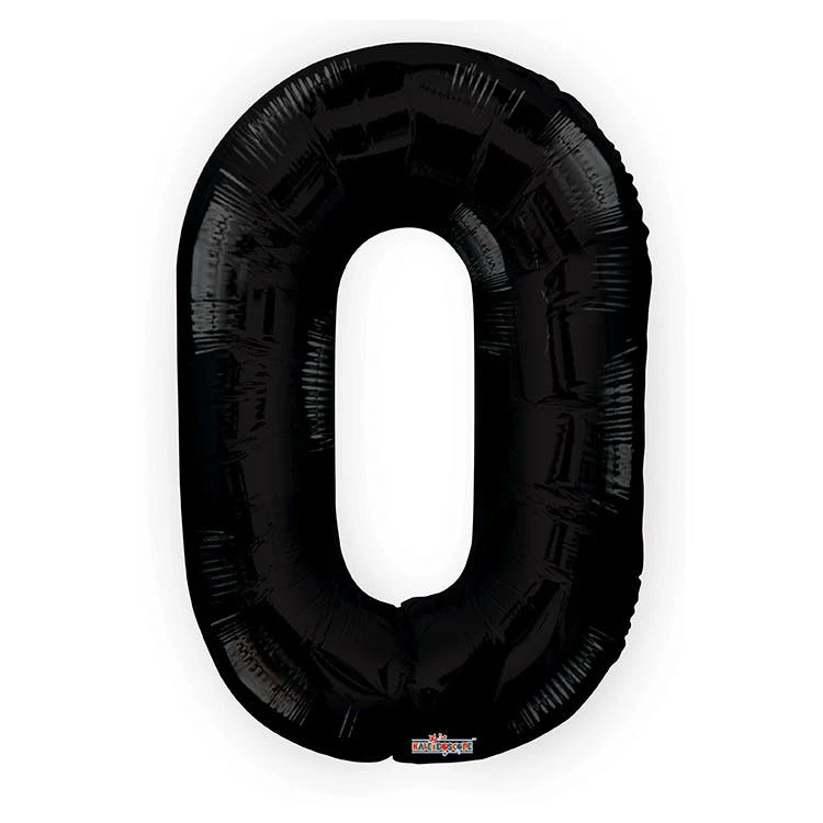 Mylar Number 0 Balloons - Black 34" 1
