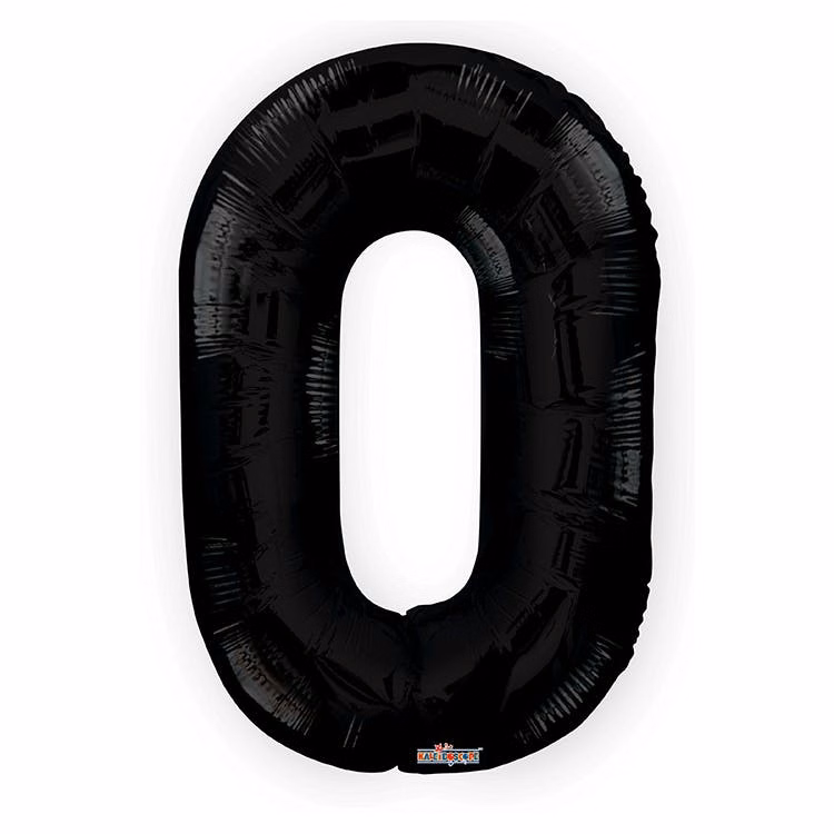 Mylar Number 0 Balloons - Black 34"