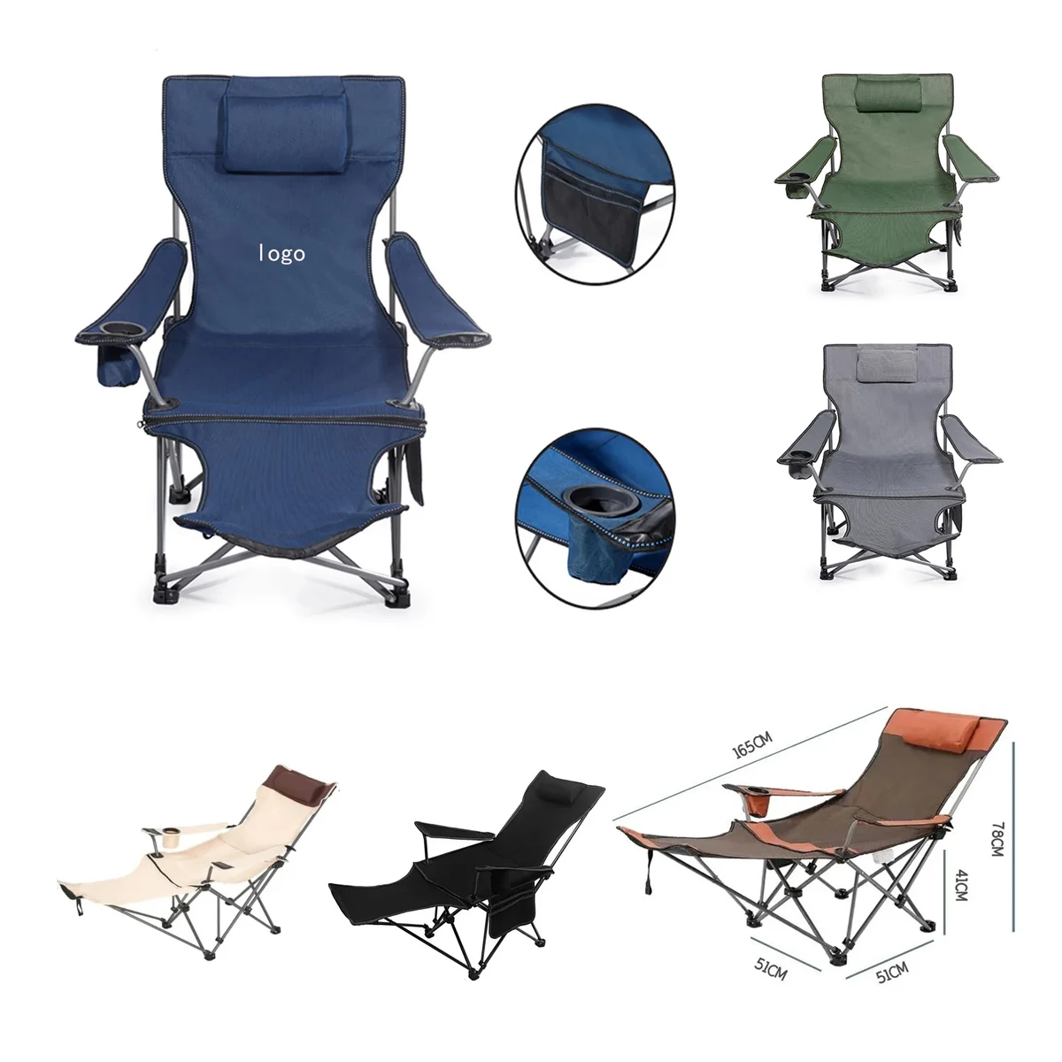 Portable Beach Reclining Chair With Thickened Back 1