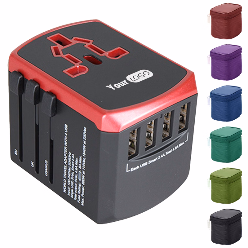 Plastic All-In-One Travel Adapter With Usb Ports