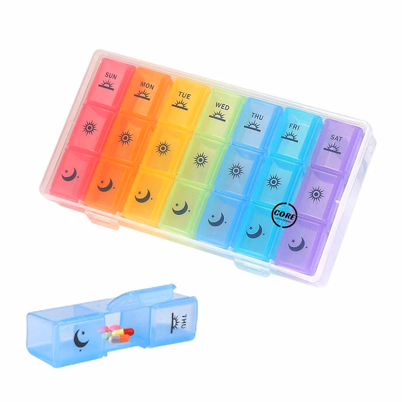 Weekly 3-Times-A-Day 7 days Pill Box Portable Compartments