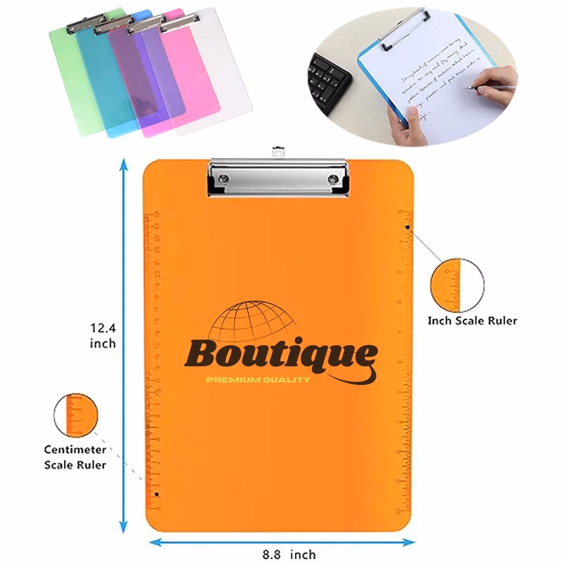 With Hangable Low Profile Clip and Side Ruler A4 Clipboards