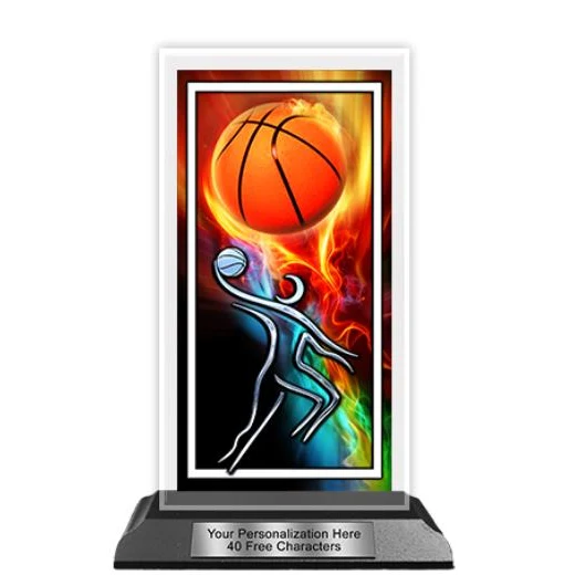 Acrylic Trophy: 6" Tower, (Basketball/Flame) 1