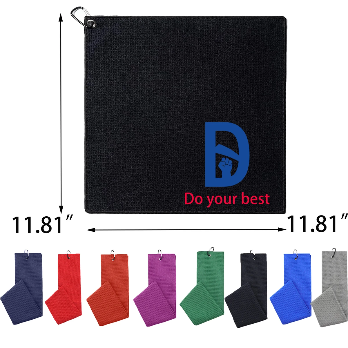 Premium Waffle-Pattern Golf Towel with Carabiner Clip 1