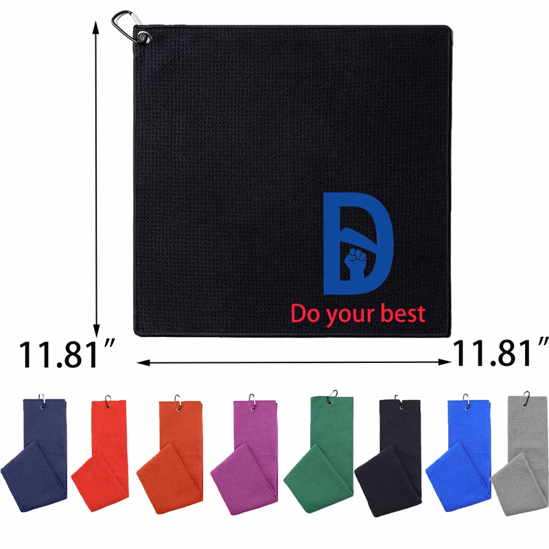 Premium Waffle-Pattern Golf Towel with Carabiner Clip