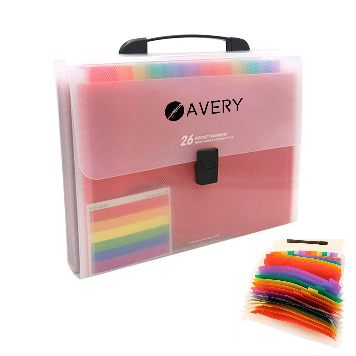 A4 13 Pockets Rainbow Expanding Accordion Handle File Folder 1