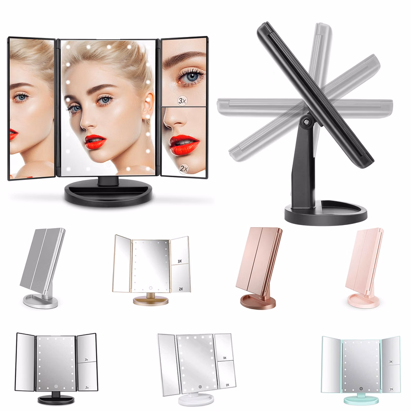 Tri-Fold Lighted Vanity Mirror with 21 LED Lights