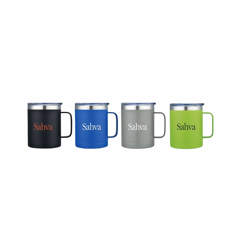 14oz Powder Coated Stainless Vacuum Camp Mug w/ Handle