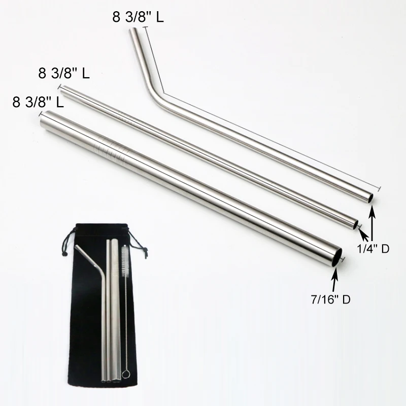 Stainless Still Drinking Straw Set w/ Pouch&Cleaning Brush 1