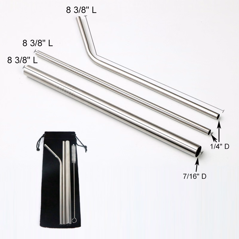Stainless Still Drinking Straw Set w/ Pouch&Cleaning Brush