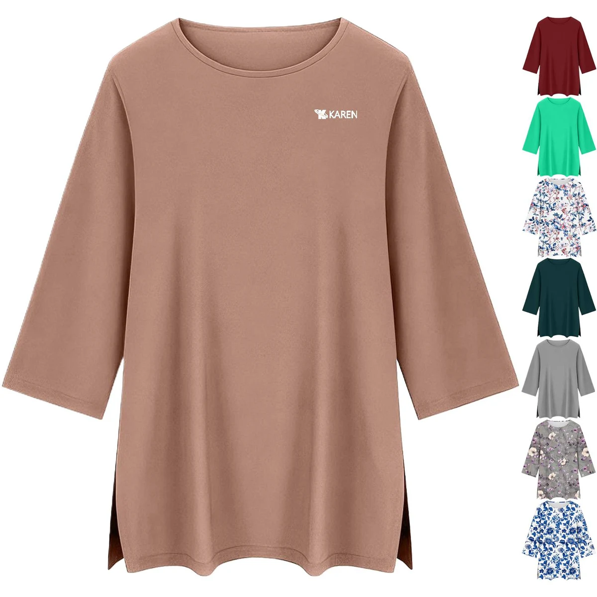 Women Asymmetrical Hem Plus Size Casual T-Shirt 1