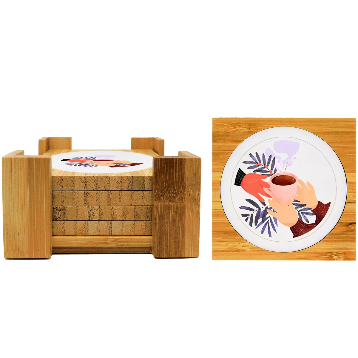 4 Pc. Spectrum Bamboo Coaster Set 1