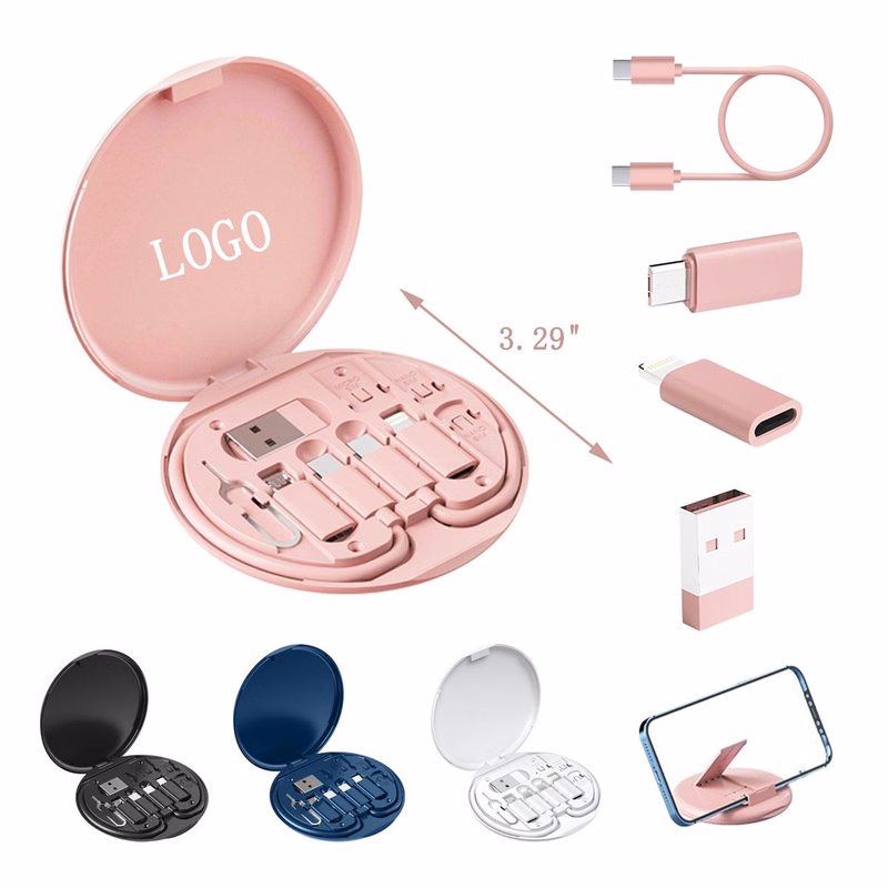 Round Adaptor Storage Charging Cable Kit