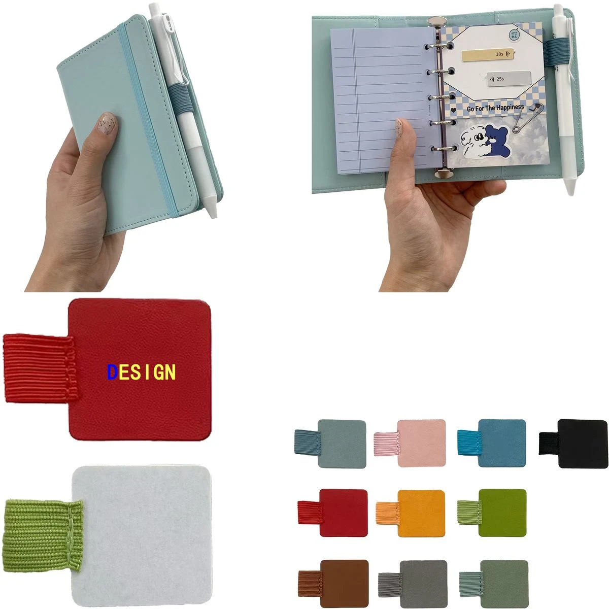 Self Sticking Pen Holder Made of PU Leather and Elastic Poly 1