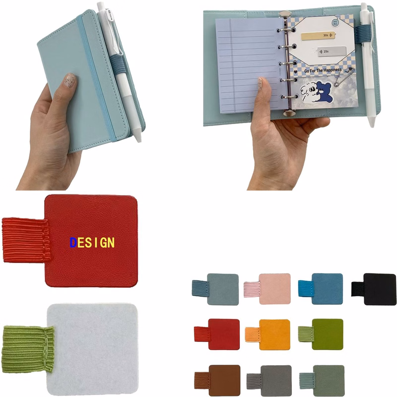 Self Sticking Pen Holder Made of PU Leather and Elastic Poly