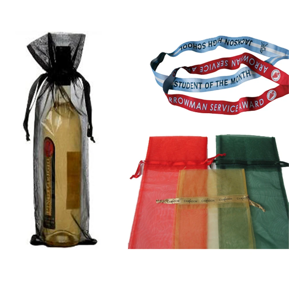 Rectangular Sheer Organza Wine Bottle Bag 1