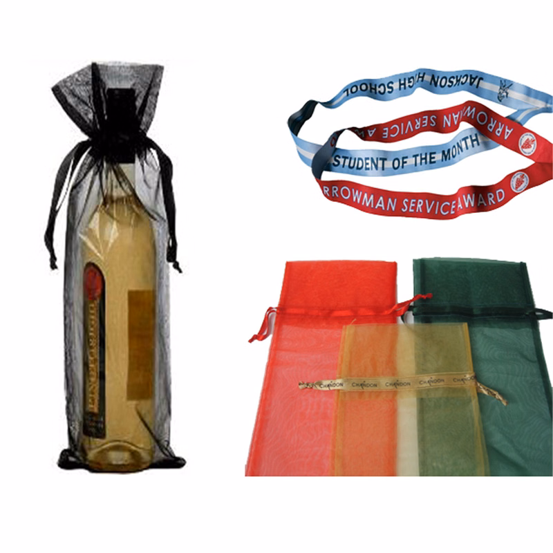 Rectangular Sheer Organza Wine Bottle Bag