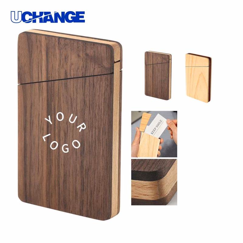 Wood Card Case Holder Natural Texture