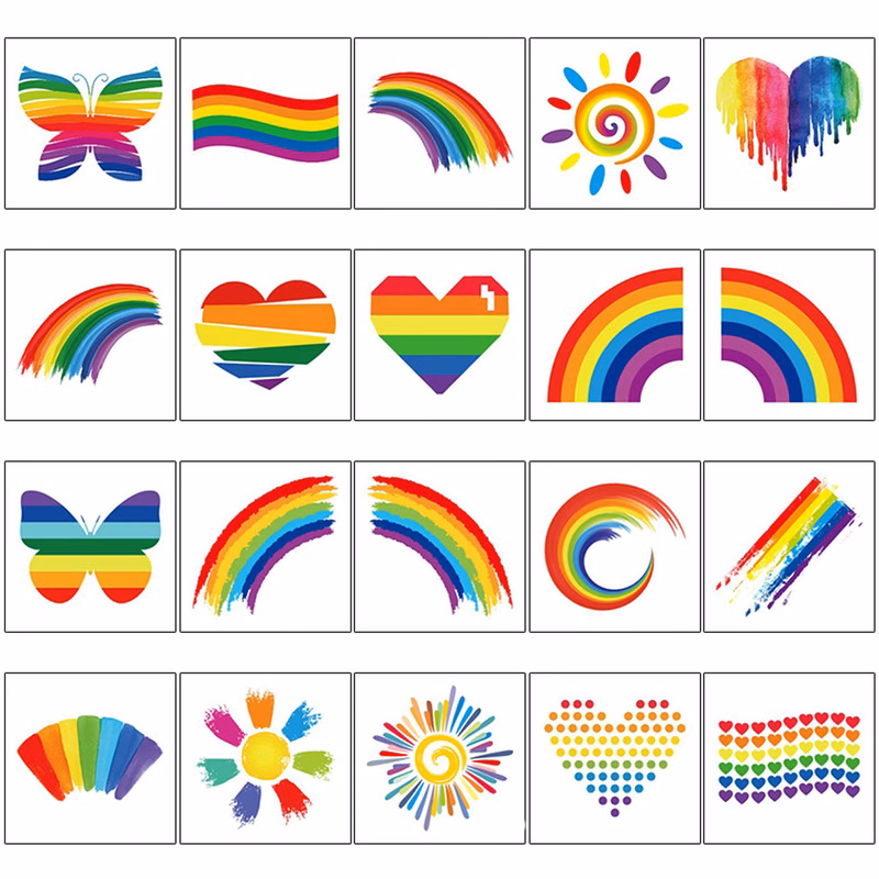 LGBT Pride Rainbow Waterproof Temporary Body Art Tattoos