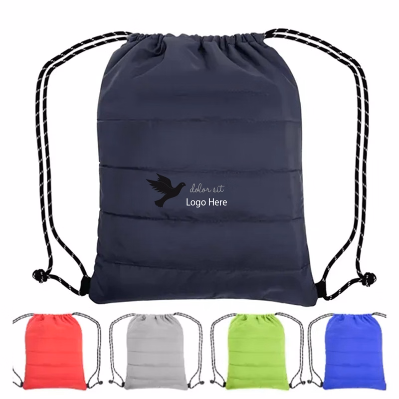 Puffy Cinch Top Backpack Quilted Drawstring Pouch