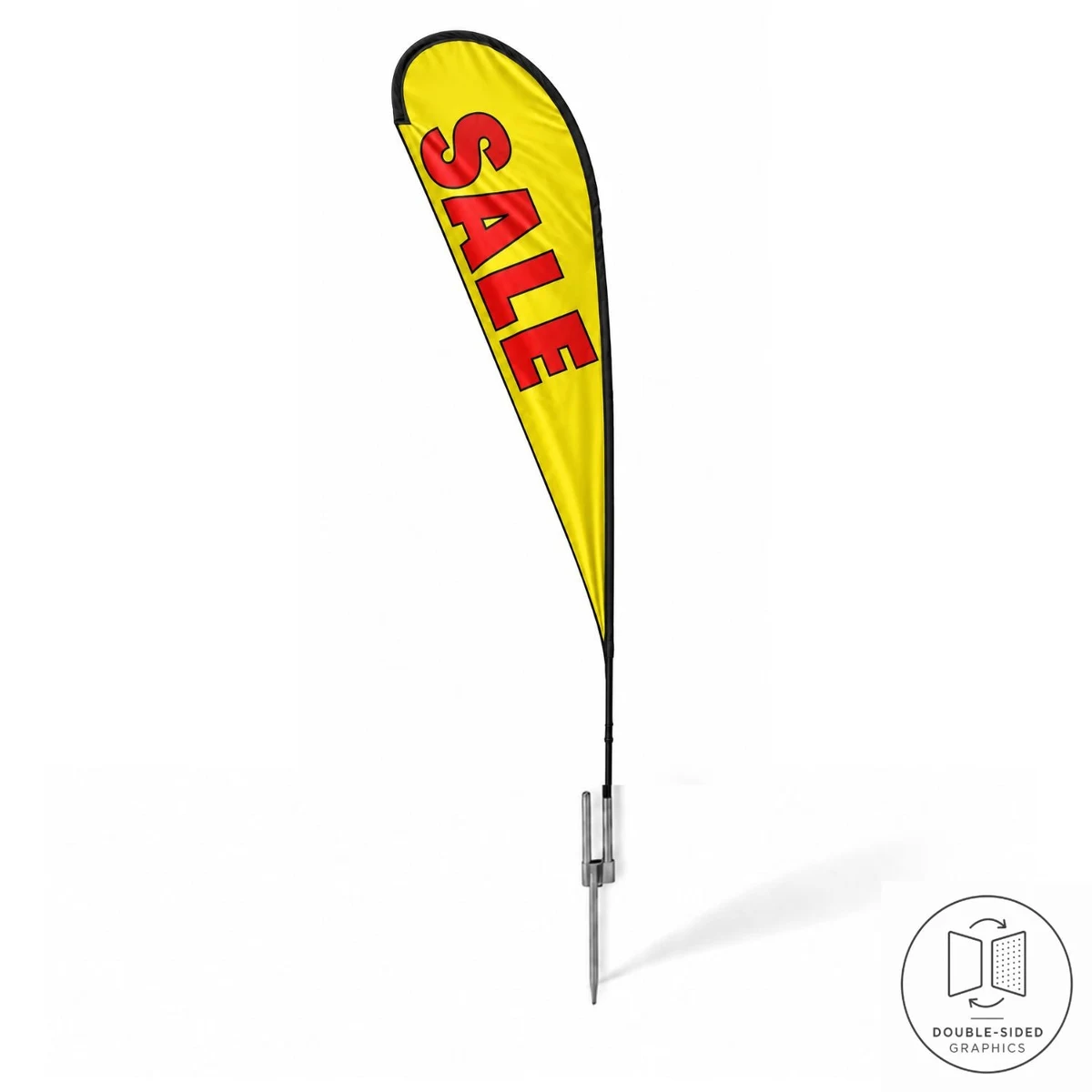 13.5' Large Tear Drop Flag Kit, Full Color Graphics Double Side, Outdoor Spike base and Bag Included 1
