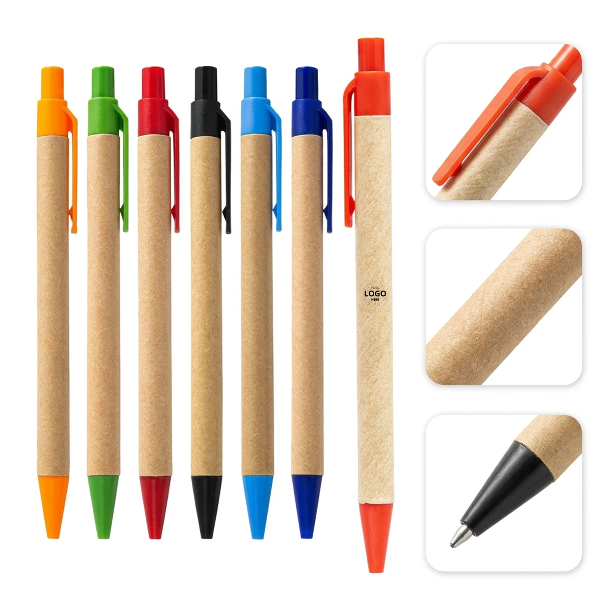 Colorful Kraft Paper Click Pens, Recyclable 1