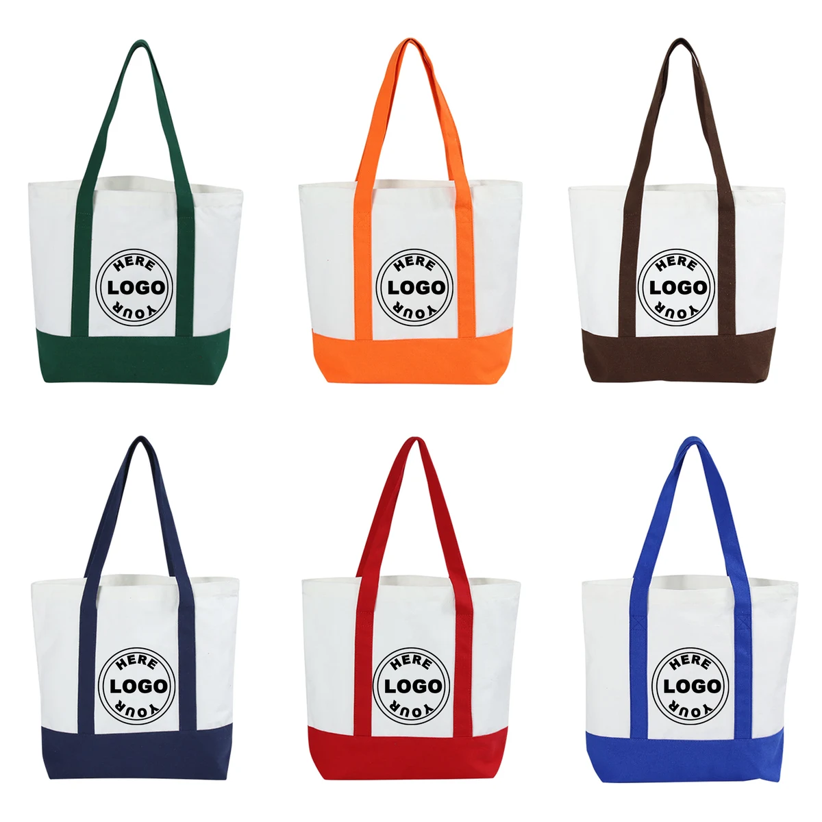 Colorblock Canvas Shoulder Bag, custom tote bag with logo imprint 1