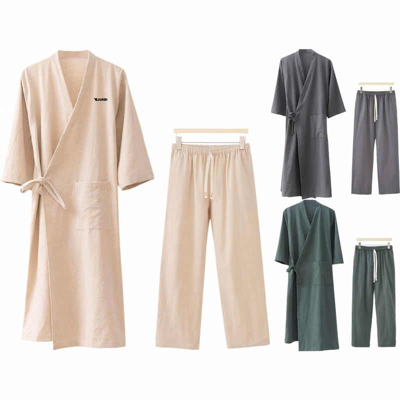 Linen Kimono Robe Set