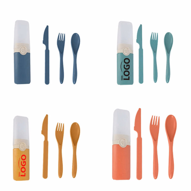 3pcs Portable Lunch Time Cutlery Set With Case